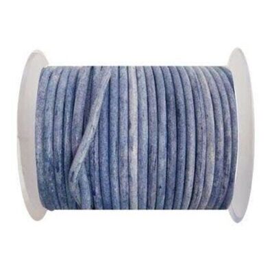 Rundes Lederband 4 mm – Vintage-Blau