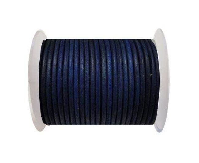 Rundes Lederband 4mm Vintage Hellblau