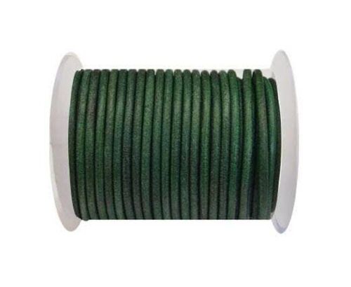 Round Leather Cord 4mm-Vintage Green