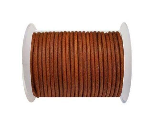 Rundes Lederband 4 mm – Vintage-Orange