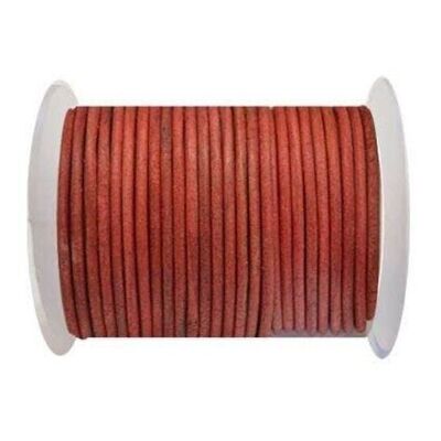 Round Leather Cord 4mm-Vintage Red