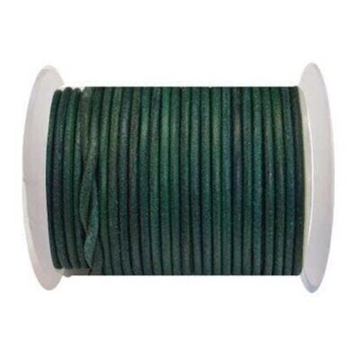 Cordon Cuir Rond 4mm - Turquoise Vintage