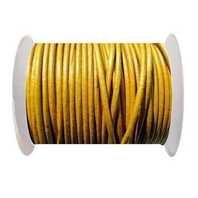 Round Leather Cord SE/R/Metallic Yellow - 1.5mm