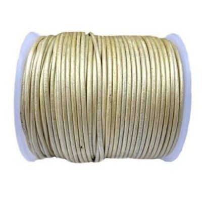 Round Leather Cord-1,5mm- METALLIC Cream-1