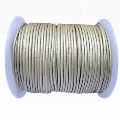 Round Leather Cord-1,5mm- METALLIC Light Silver M002