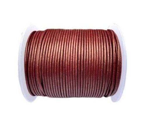 Round Leather Cord-1,5mm- METALLIC Morocean Red