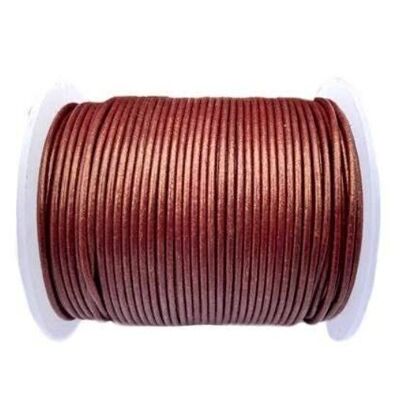 Round Leather Cord-1,5mm- METALLIC Morocean Red