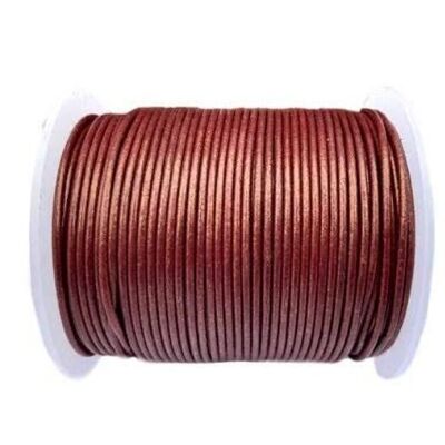 Round Leather Cord-1,5mm- METALLIC Morocean Red