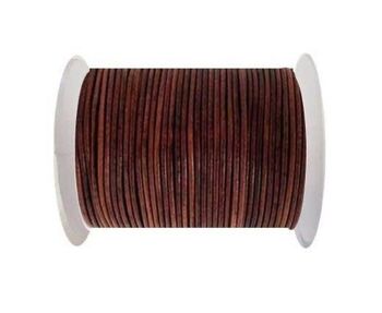 Cordon en cuir rond-1,5 mm-marron rouge naturel