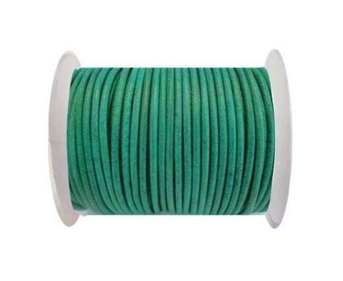 Round Leather Cord-2mm- Vintage DARK GREEN