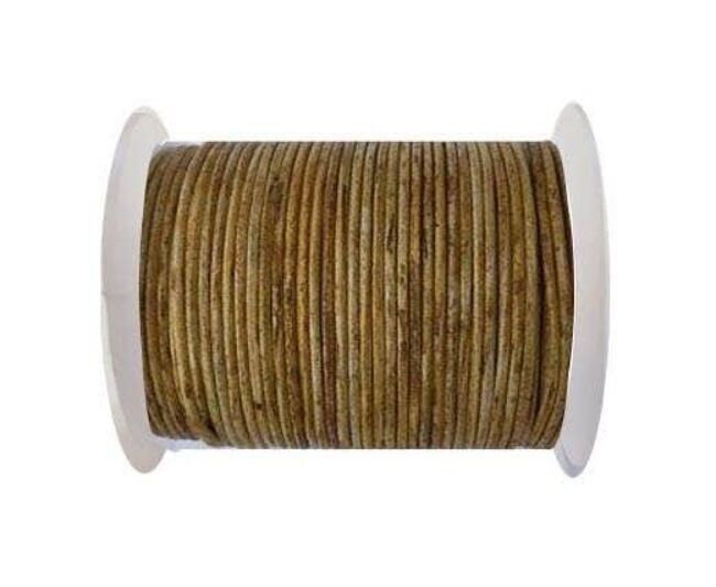 Rundes Lederband-2mm- Vintage Haselnuss(028)