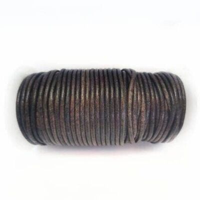Round Leather Cord-2mm-Vintage Dark Brown