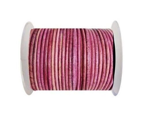 Round Leather Cord-2mm-Vintage Fuschia