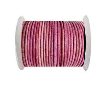 Cordon Cuir Rond-2mm-Vintage Fuschia