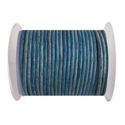 Rundes Lederband, 3 mm, Vintage-Blau (038)