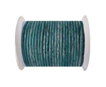 Cordon en cuir rond-3mm- Turquoise vintage(032)