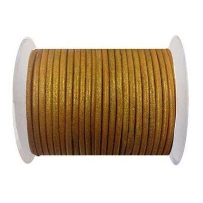 Round Leather Cord-3mm-Metallic Gold