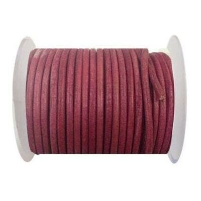 Round Leather Cord-3mm-Vintage Dark Pink