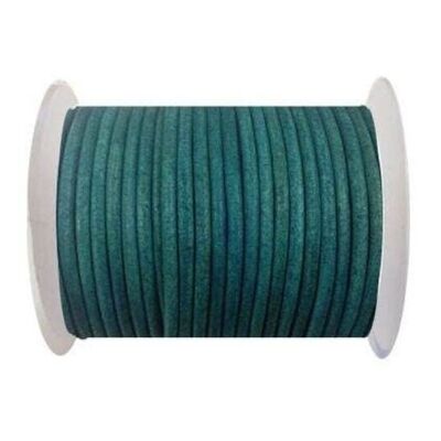 Round Leather Cord-3mm-Vintage Turquoise