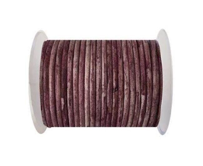 Cordón de Cuero Redondo-4mm- Borgoña Vintage(037)