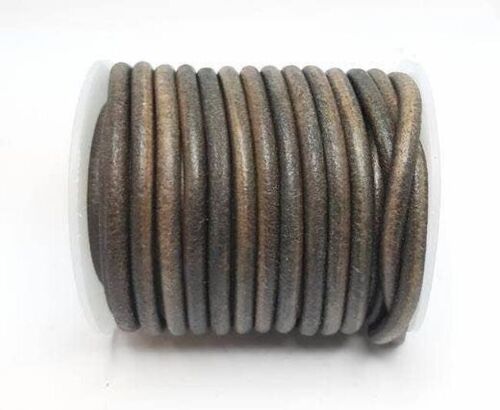 Round Leather Cords - 5mm - Vintage Grey (V_015)