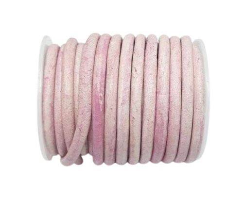 Round Leather Cords - 5mm - Vintage Pink (V_034)