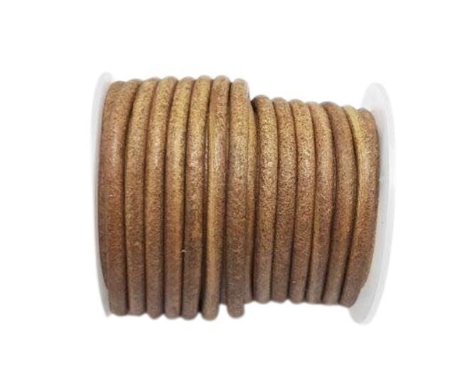 Runde Lederbänder – 5 mm – Vintage Tan (V_007)