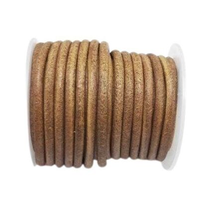 Cordons en cuir ronds - 5 mm - Tan vintage (V_007)
