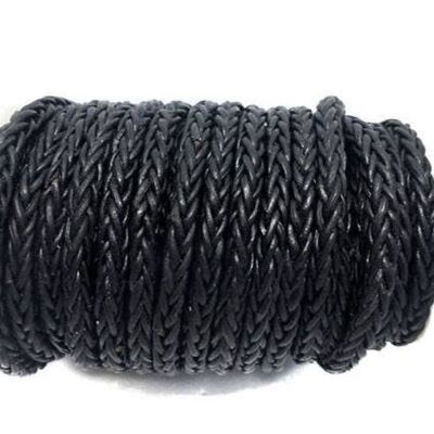 CORDONES CUADRADOS DE PIEL BOLO TRENZADO-4MM-NEGRO