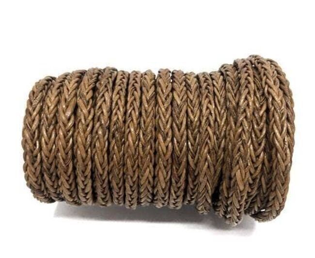 Quadratische geflochtene Bolo-Lederbänder, 4 mm, Vintage-Braun