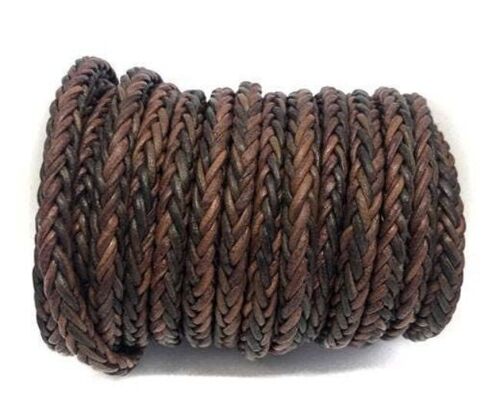 SQUARE BRAIDED BOLO LEATHER CORDS-6MM-BROWN