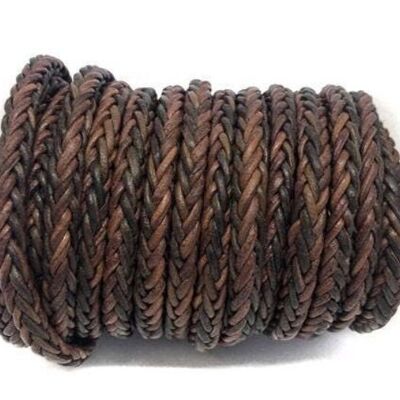 SQUARE BRAIDED BOLO LEATHER CORDS-6MM-BROWN