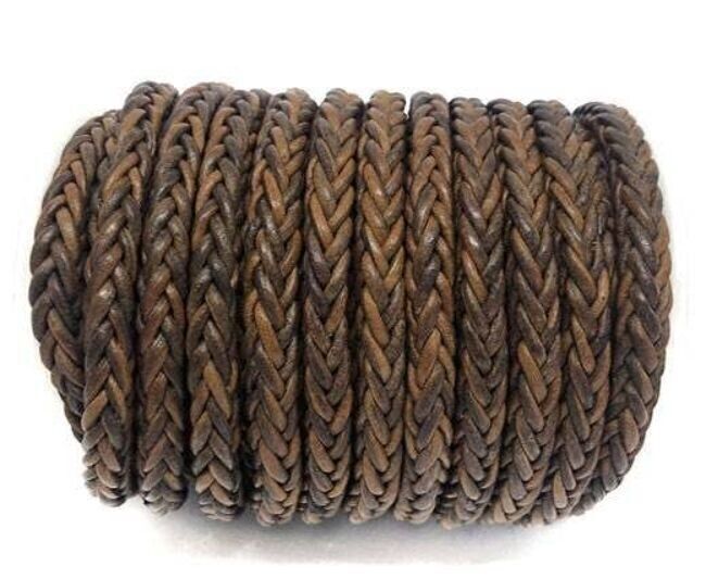 QUADRATISCHE GEFLOCHTENE BOLO-LEDERKORDEL – 6 MM – VINTAGE DUNKELNATÜRLICH