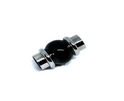 STAINLESS STEEL MAGNETIC CLASP,BLACK + STEEL,MGST-101 6MM