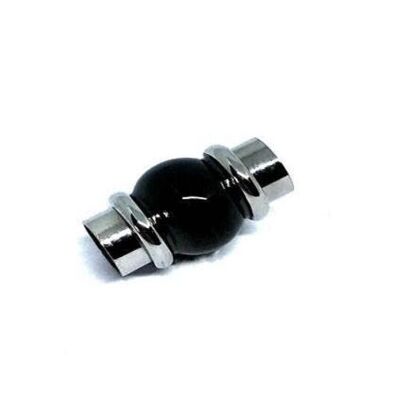 STAINLESS STEEL MAGNETIC CLASP,BLACK + STEEL,MGST-101 6MM