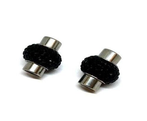 STAINLESS STEEL MAGNETIC CLASP,BLACK QUARTZ,MGST-151 6MM