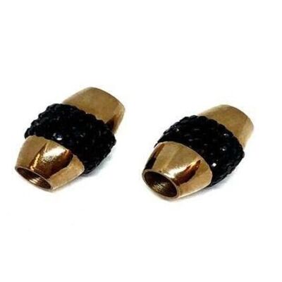 STAINLESS STEEL MAGNETIC CLASP,GOLD+BLACK,MGST-192 6MM