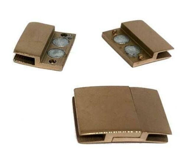 Cierre magnético de acero inoxidable, oro rosa, MGST-111-20*3.5mm