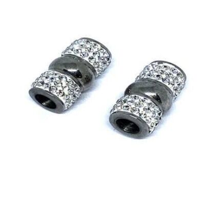 STAINLESS STEEL MAGNETIC CLASP,STEEL+CRYSTAL,MGST-173 6MM