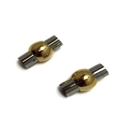 STAINLESS STEEL MAGNETIC CLASP,STEEL+GOLD,MGST-21 5MM