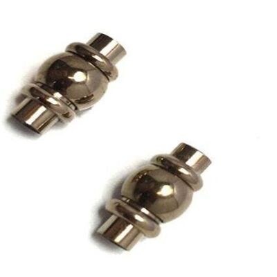 STAINLESS STEEL MAGNETIC CLASP,STEEL+ROSE GOLD,MGST-101 4MM