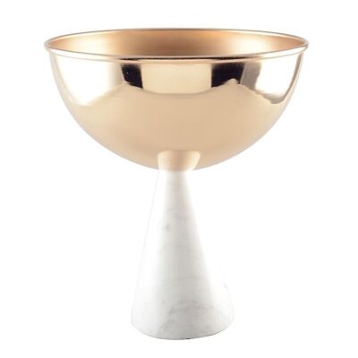 WHITE AND ROSE GOLD STANDING BOWL 20.5X20.5X24CM