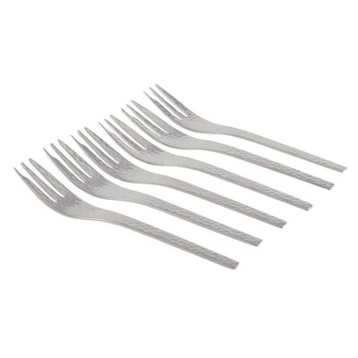 SILVER HAMMERED DESSERT FORKS - SET OF 6