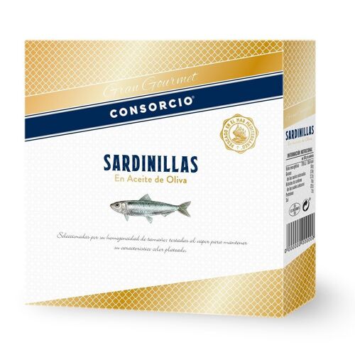 Sardinillas en aceite de oliva 30/40 unidades Consorcio Gran Gourmet 266g