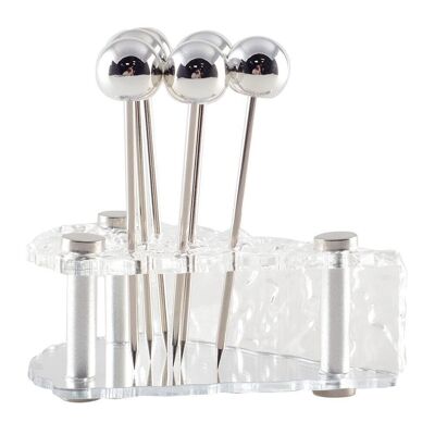 SILVER APERITIF PICKS WITH CHEESE HOLDER - SET OF 6