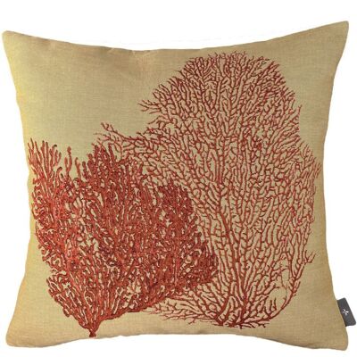 Housse de coussin tissée 2 coraux