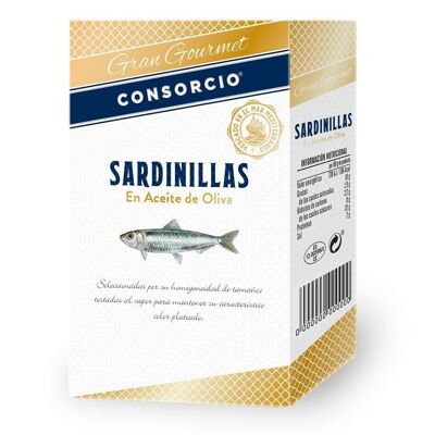Sardinillas en aceite de oliva 16/22 unidades Consorcio Gran Gourmet 115g