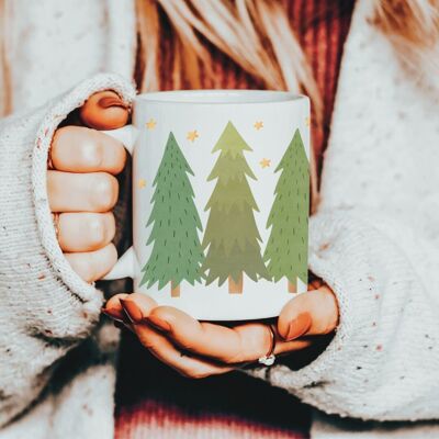 Mug Christmas Fir Trees - Cottagecore Christmas Mug Winter Forest