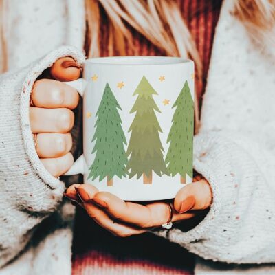 Taza Navidad Abetos - Cottagecore Taza Navidad Bosque de Invierno