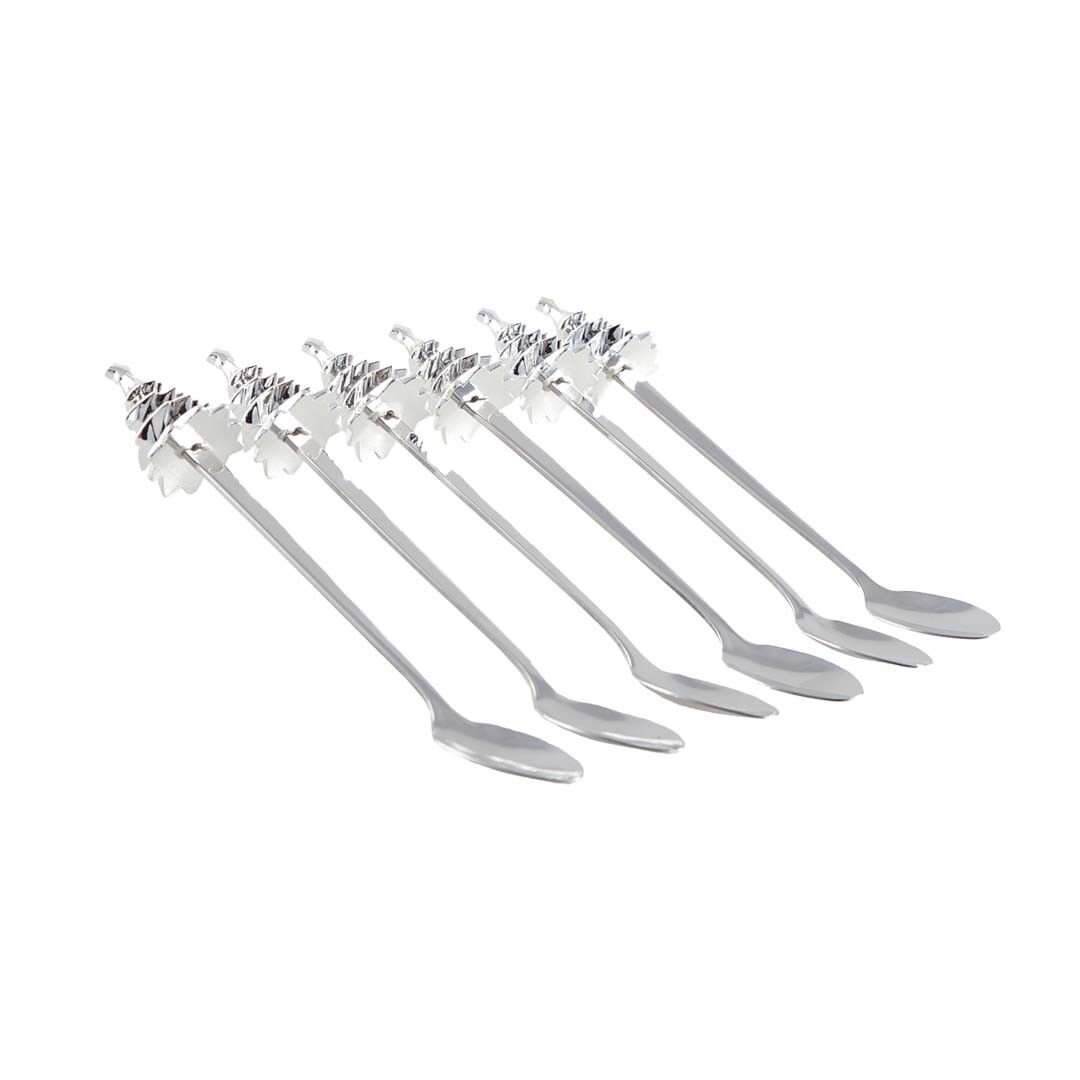 Cuillères sapin argentées - lot de 6